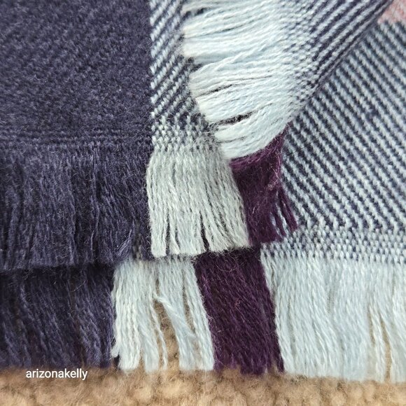 NWT L.L. Bean Blanket Scarf Colorful Plaid "Deep Admiral Blue" - Picture 4 of 7